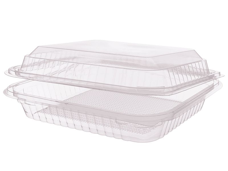 Klappschalen PET mit anhängendem Deckel 220 x 190 x 65 mm 1600 ml transparent