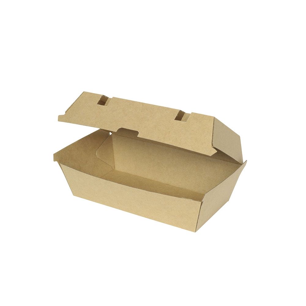 Snackbox m. Klappdeckel 205x107x77 mm ungeteilt 600 ml braun