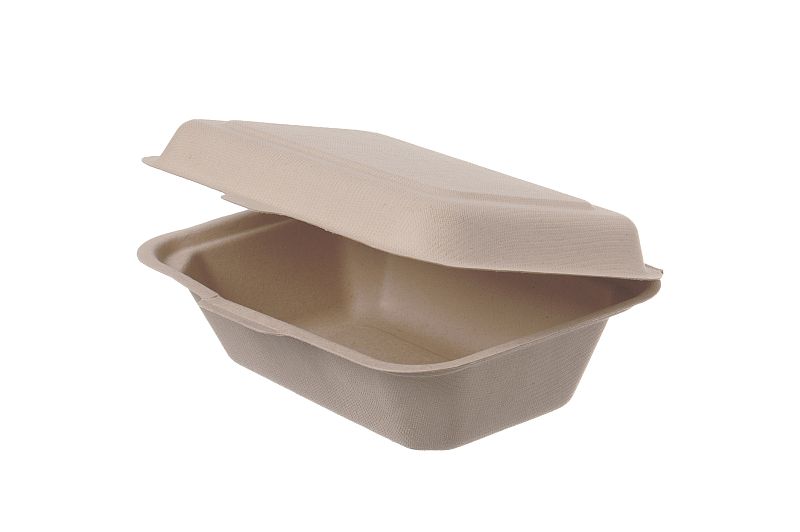Menübox für Burger aus Zuckerrohr (Bagasse) ungeteilt 185x143x62mm