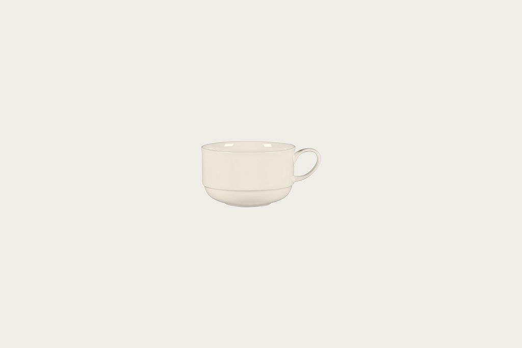 12 x RAK Frühstückstasse stapelbar H. 6,5 cm - 31 cl Farbe: Bone China "BRAVURA" (BCBVCU34)
