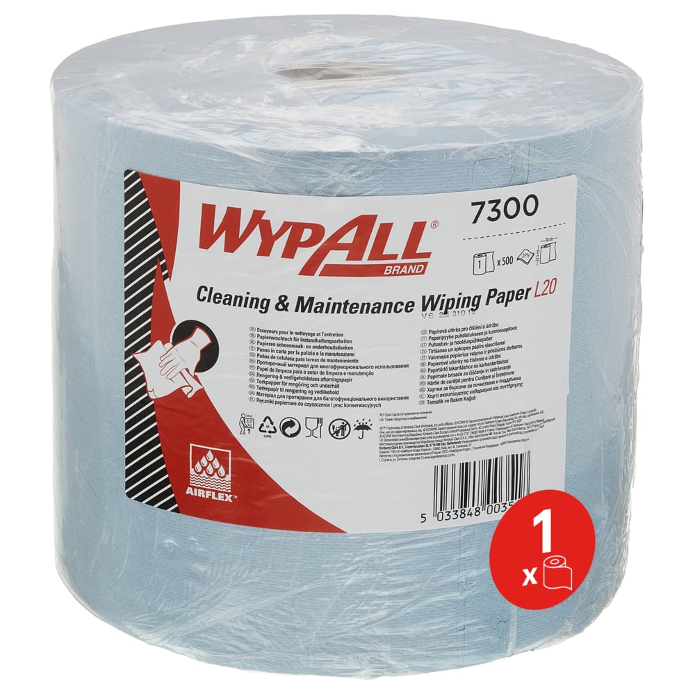 Putzrolle Wypall L20 Extra+ 2-lagig 23,5 x 38 cm 500 Blatt blau