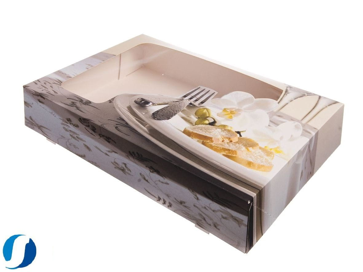 Cateringkartons mit Sichtfenster für Aluminiumservierplatte mittel