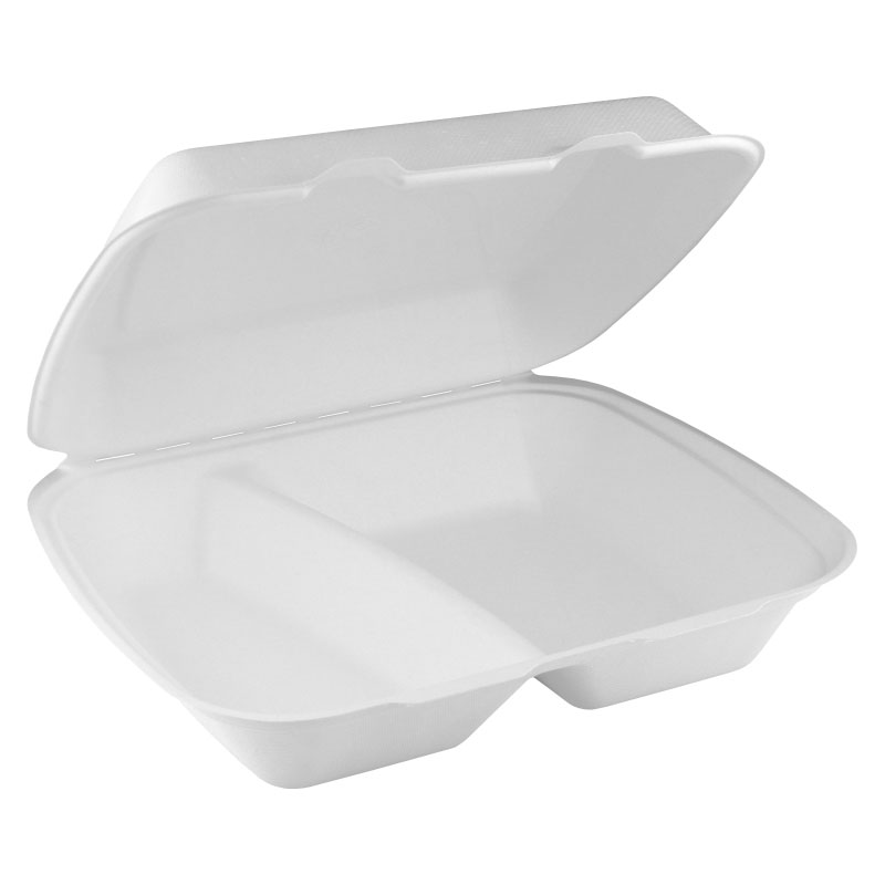 Menübox Bagasse 2-geteilt 24 x 21 x 7 cm weiß