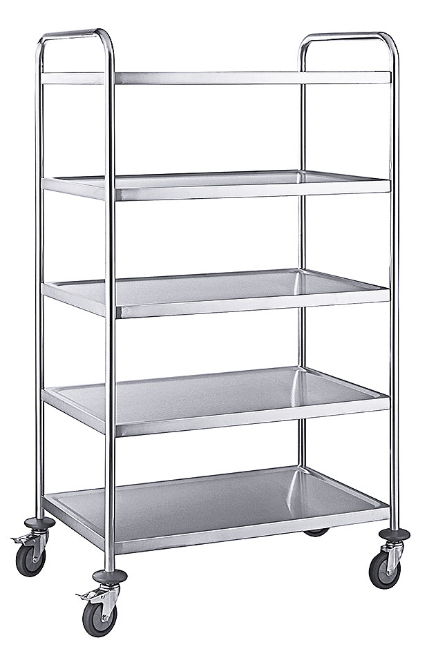 Servierwagen mit fünf Böden Länge außen: 83 cm Breite außen: 51 cm Gesamthöhe: 94 cm