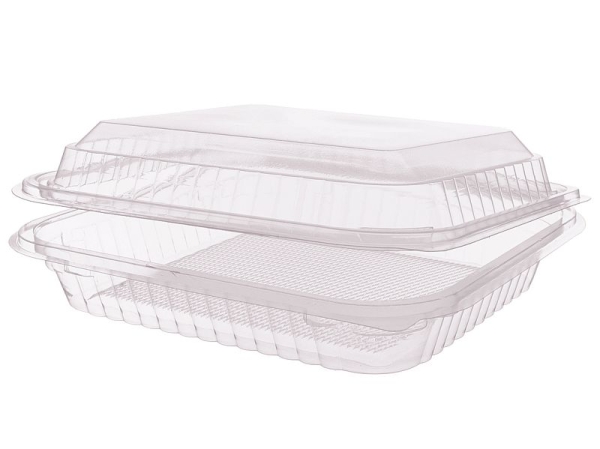 Klappschalen PET mit anhängendem Deckel 220 x 190 x 65 mm 1600 ml transparent