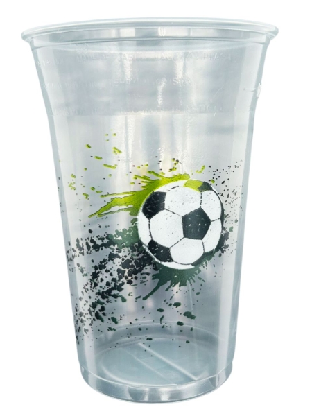 Kaltgetränkebecher PP Mehrweg 400 ml Ø 95 mm mit Fußballmotiv