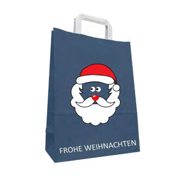 Papiertragetaschen 26 + 12 x 35 cm 80 g/m2 weihnachtliches Motiv "Frohe Weihnachten"