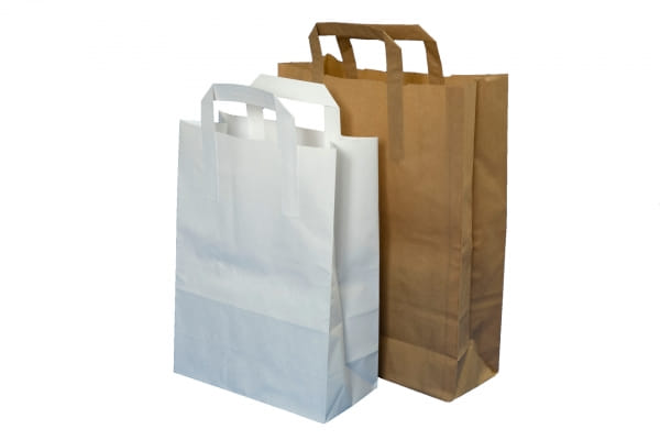 Papiertragetaschen 26 + 17,5 x 24,5 cm braun 70g/qm Kraftpapier