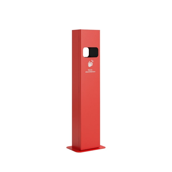 Desinfektionsmittelspender mit Sensor, Höhe: 1300 mm, Volumen: 5 Liter, rot