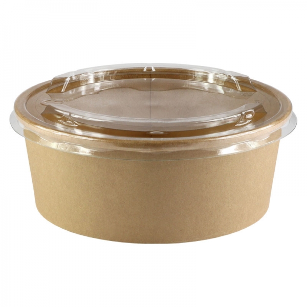 300x Salat Bowl Ø 18,4 cm H: 7,0 cm 1300 ml braun mit Deckel