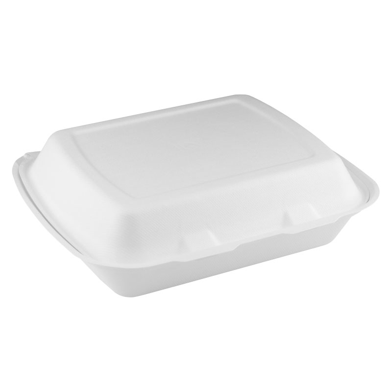 CHEF ROYALE Bagasse Burger Box 15,2 Cm – Biologisch Abbaubare Takeaway-Box Aus Zuckerrohr, Weiß, 20 Stück